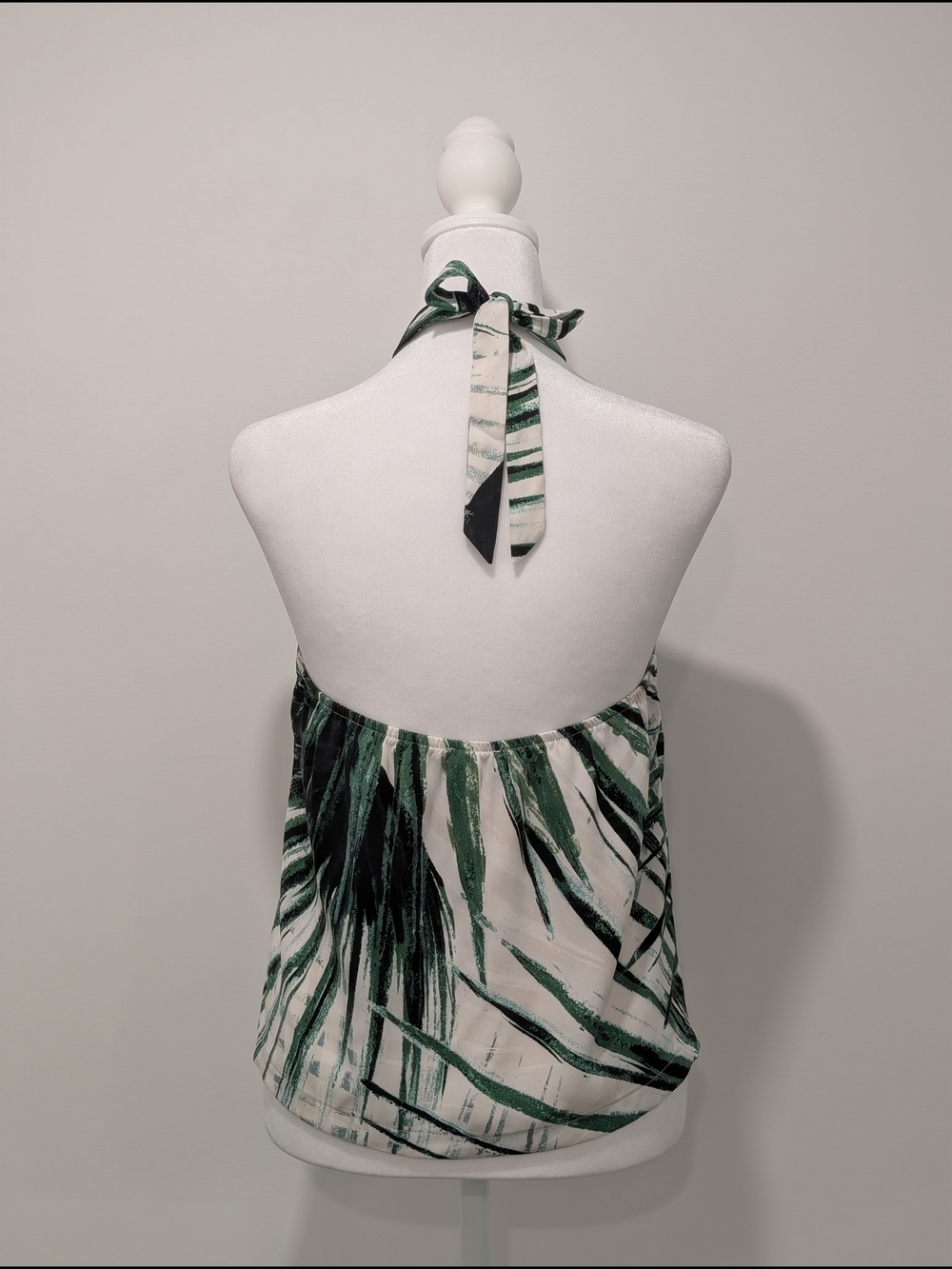 Dynamite Green and White Palm-Stripe Halter Top - Picture 3 of 6